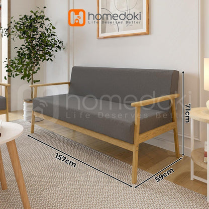 Pekanbaru Homedoki Sofa Untuk 2 Orang/ Sofa Minimalis Modern / Sofa Kain Nordik/ Ruang Tamu Apartemen Kecil Sofa Kayu Solid