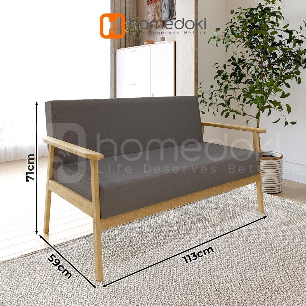 Pekanbaru Homedoki Sofa Untuk 2 Orang/ Sofa Minimalis Modern / Sofa Kain Nordik/ Ruang Tamu Apartemen Kecil Sofa Kayu Solid
