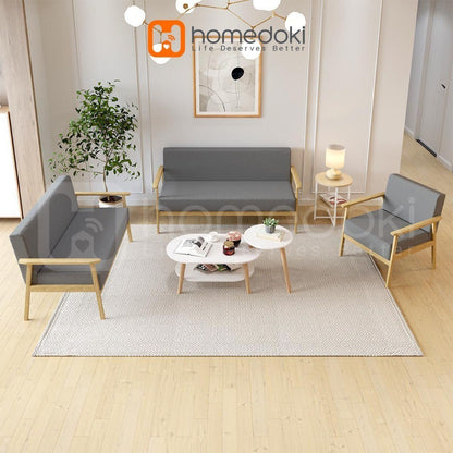 Pekanbaru Homedoki Sofa Untuk 2 Orang/ Sofa Minimalis Modern / Sofa Kain Nordik/ Ruang Tamu Apartemen Kecil Sofa Kayu Solid