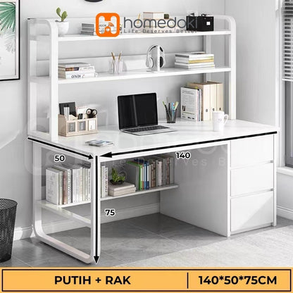 Pekanbaru Homedoki Meja Kantor/Meja Komputer/Meja Kantor Dengan Laci/Meja Kerja Minimalis/120Cm Meja Belajar