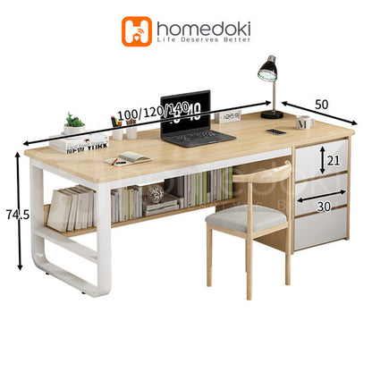 Pekanbaru Homedoki Meja Kantor/Meja Komputer/Meja Kantor Dengan Laci/Meja Kerja Minimalis/120Cm Meja Belajar