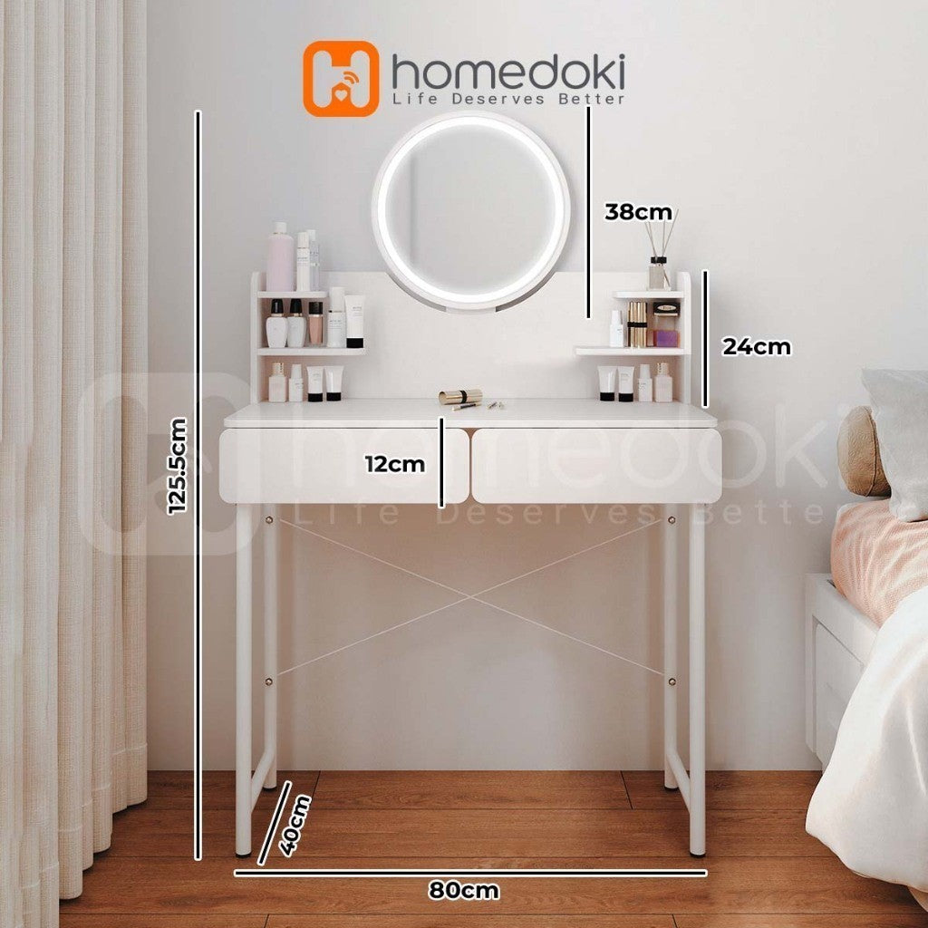 Pekanbaru Homedoki Meja Rias Minimalis/Meja Rias Led/Meja Rias Lampu/Meja Rias Aesthetic/Meja Rias Sliding/Meja Make Up
