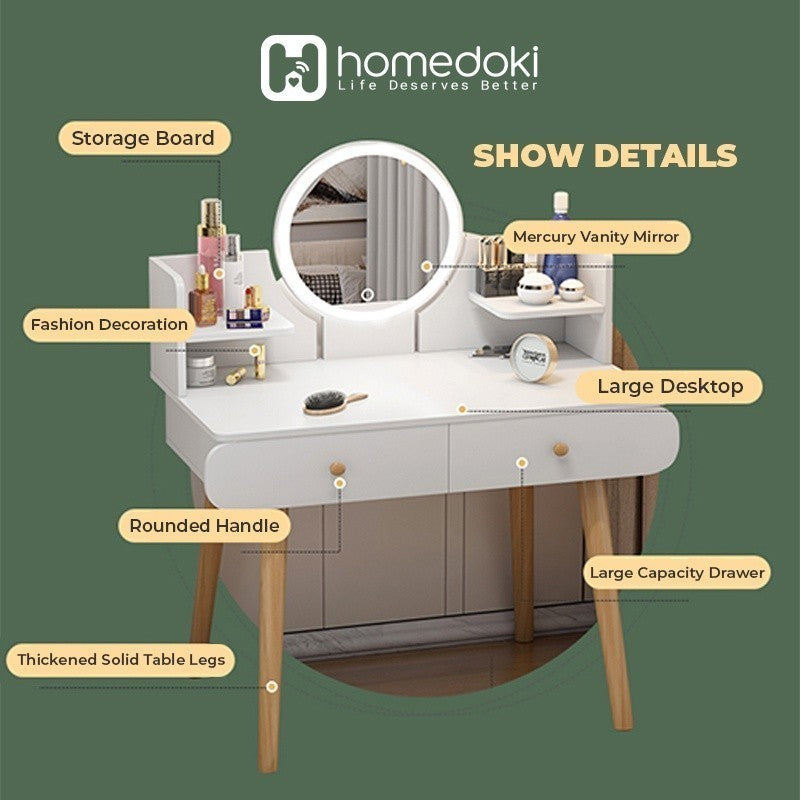 Pekanbaru Homedoki Meja Rias/Meja Rias Modern Minimalis/Meja Rias Putih /Meja Rias Minimalis/Meja Rias Aesthetic/Meja Rias Kayu