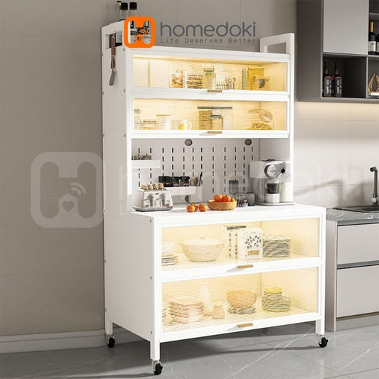 Pekanbaru Homedoki Lemari Dapur Minimalis/Rak Dapur/Lemari Piring/Rak Dapur Serbaguna/Rak Penyimpanan Dapur/Rak Piring Oven Microwave