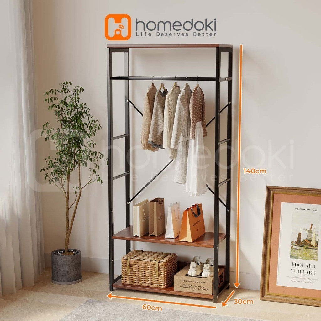 Pekanbaru Homedoki Rak Baju Gantung / Stand Hanger / Rak Baju / Rak Pakaian / Rak Gantung Baju Kayu