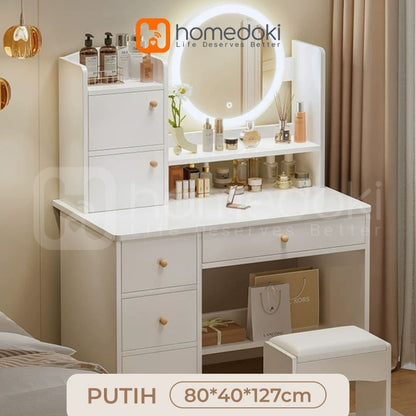 Pekanbaru Homedoki Meja Rias Minimalis/Meja Rias Led/Meja Rias Lampu/Meja Rias Aesthetic/Meja Rias Sliding/Meja Make Up