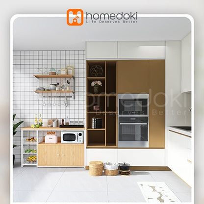 Pekanbaru Homedoki Rak/ Dapur Susun Minimalis Rak /Oven Microwave Bumbu Dapur/ Serbaguna Minimalis/ Kayu Serbaguna Rak