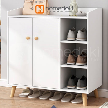 Pekanbaru Homedoki Lemari Sepatu Susun Minimalis / Rak Sepatu Kapasitas Besar/ /Rak Sepatu Kayu Anti Debu Lemari Minimalis