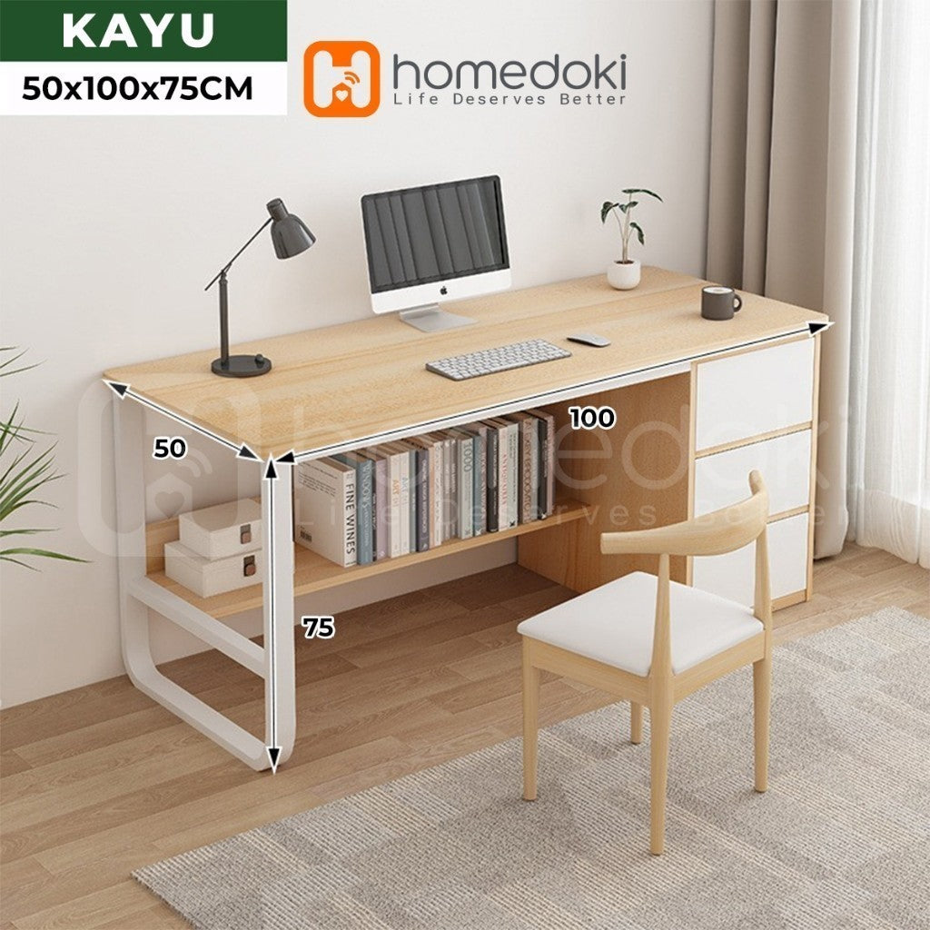 Pekanbaru Homedoki Meja Kantor/Meja Komputer/Meja Kantor Dengan Laci/Meja Kerja Minimalis/120Cm Meja Belajar
