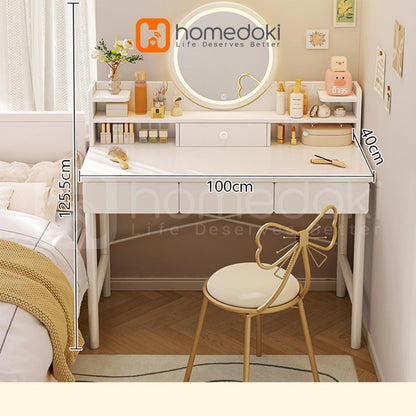 Pekanbaru Homedoki Meja Rias Minimalis/Meja Rias Led/Meja Rias Lampu/Meja Rias Aesthetic/Meja Rias Sliding/Meja Make Up
