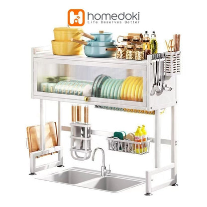 Pekanbaru Homedoki Rak Piring Wastafel / Rak Wastafel Dapur / Rak Di Atas Wastafel / Rak Piring Besi Dapur / Rak Penyimpanan Piring