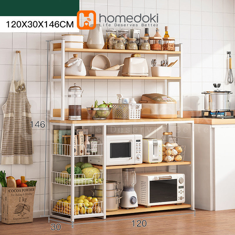 Pekanbaru Homedoki Rak/ Dapur Susun Minimalis Rak /Oven Microwave Bumbu Dapur/ Serbaguna Minimalis/ Kayu Serbaguna Rak