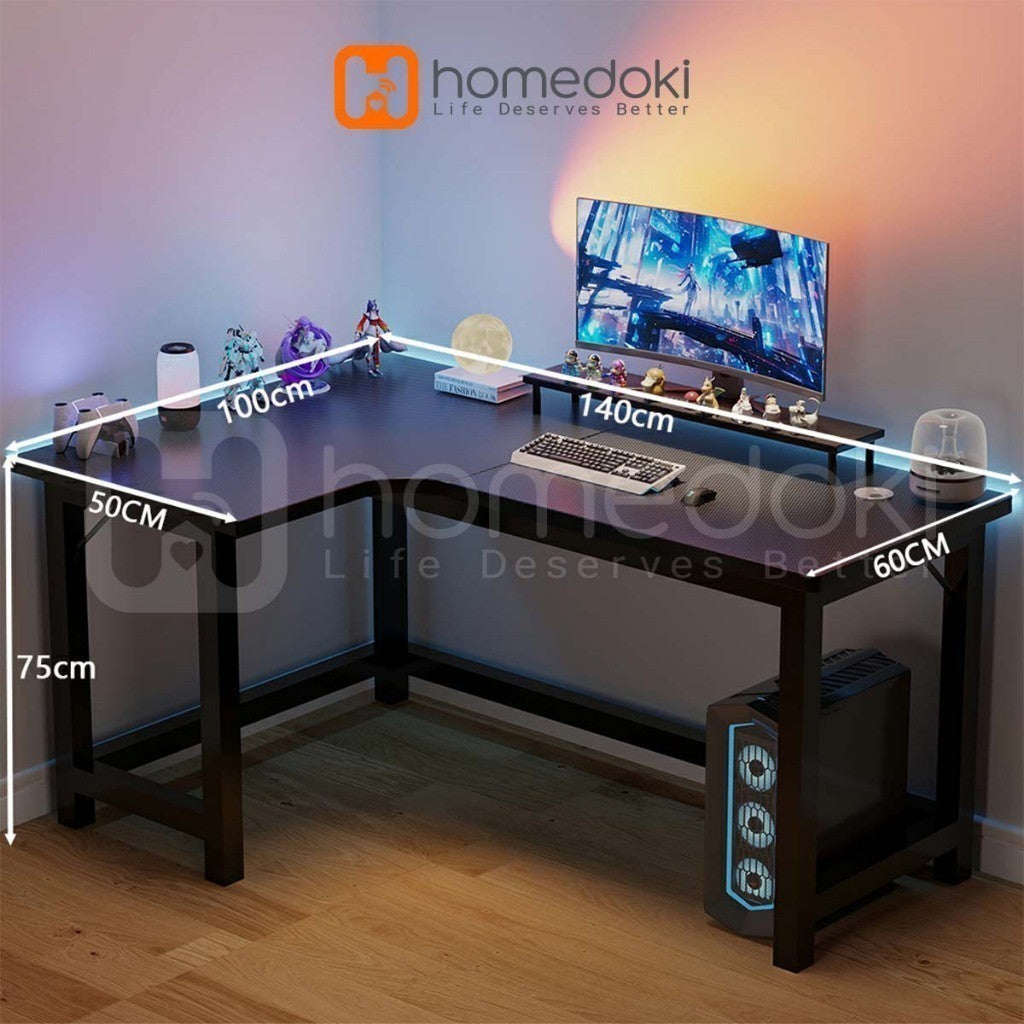 Pekanbaru Homedoki Meja Gaming / L Shaped Meja / Meja Komputer Serat Karbon / Meja Laptop / Meja Komputer Minimalis / Meja Kantor /  Meja Kantor Serbaguna / Meja Kerja / Meja Belajar
