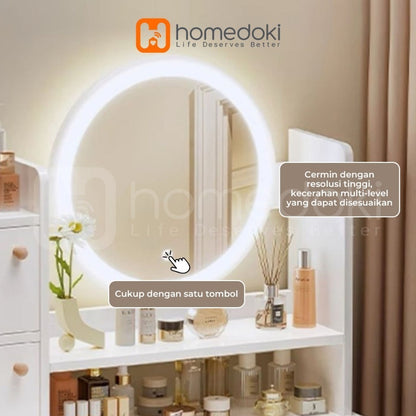 Pekanbaru Homedoki Meja Rias Minimalis/Meja Rias Led/Meja Rias Lampu/Meja Rias Aesthetic/Meja Rias Sliding/Meja Make Up
