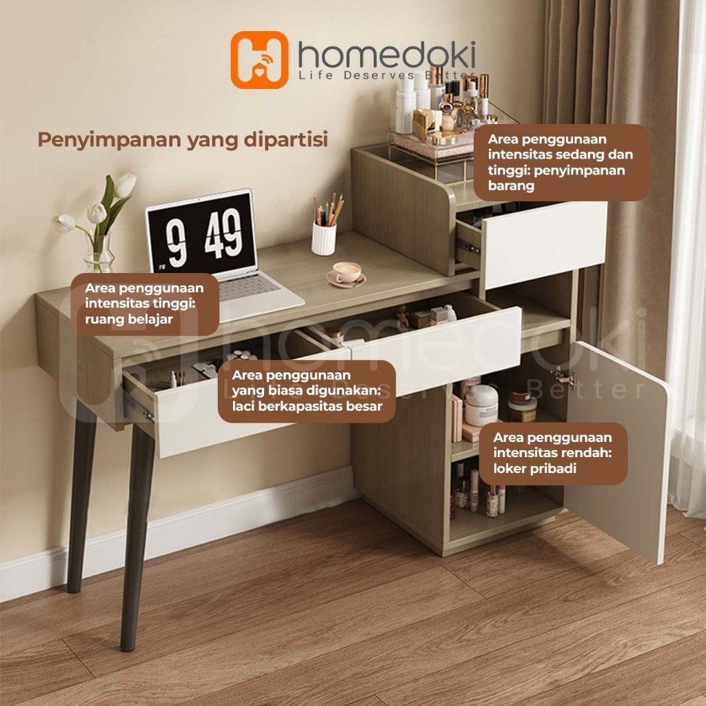 Pekanbaru Homedoki Meja Rias Abu-Abu / Meja Rias Minimalis / Meja Rias / Meja Rias Penyimpanan