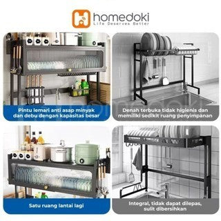 Pekanbaru Homedoki Rak Piring Wastafel / Rak Wastafel Dapur / Rak Di Atas Wastafel / Rak Piring Besi Dapur / Rak Penyimpanan Piring