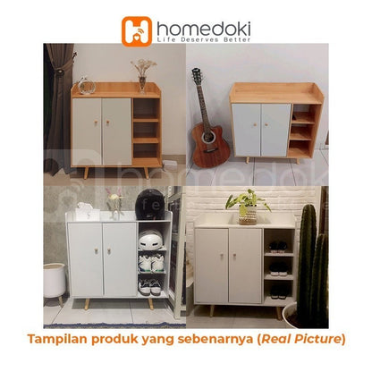 Pekanbaru Homedoki Lemari Sepatu Susun Minimalis / Rak Sepatu Kapasitas Besar/ /Rak Sepatu Kayu Anti Debu Lemari Minimalis