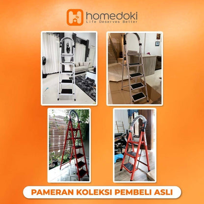 Pekanbaru Homedoki Tangga Rumah Lipat Tangga Besi Lipat 3/4 Step Household Steel Ladder/ Tangga Lipat Aluminium 4 Step Premium Ladder