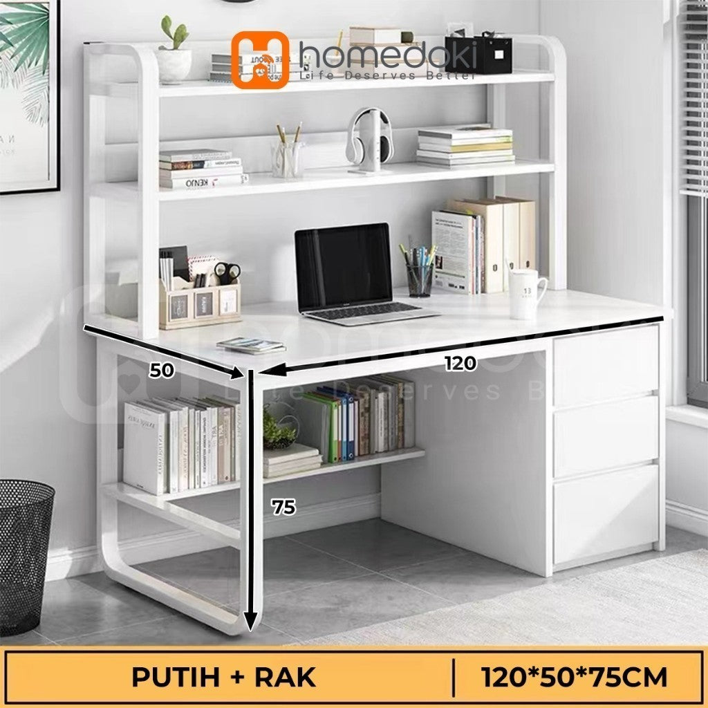 Pekanbaru Homedoki Meja Kantor/Meja Komputer/Meja Kantor Dengan Laci/Meja Kerja Minimalis/120Cm Meja Belajar