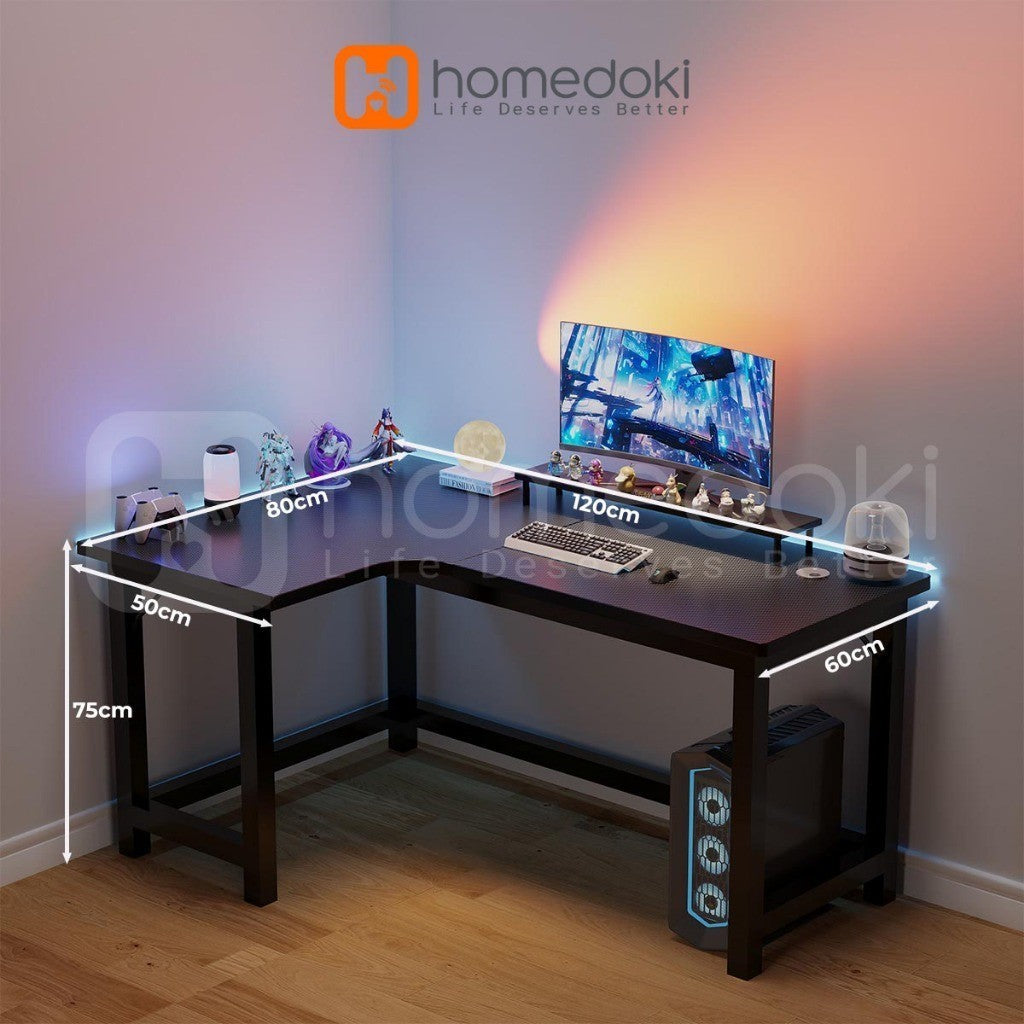 Pekanbaru Homedoki Meja Gaming / L Shaped Meja / Meja Komputer Serat Karbon / Meja Laptop / Meja Komputer Minimalis / Meja Kantor /  Meja Kantor Serbaguna / Meja Kerja / Meja Belajar
