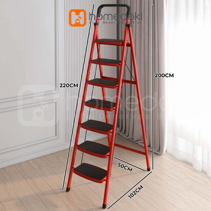 Pekanbaru Homedoki Tangga Rumah Lipat Tangga Besi Lipat 3/4 Step Household Steel Ladder/ Tangga Lipat Aluminium 4 Step Premium Ladder
