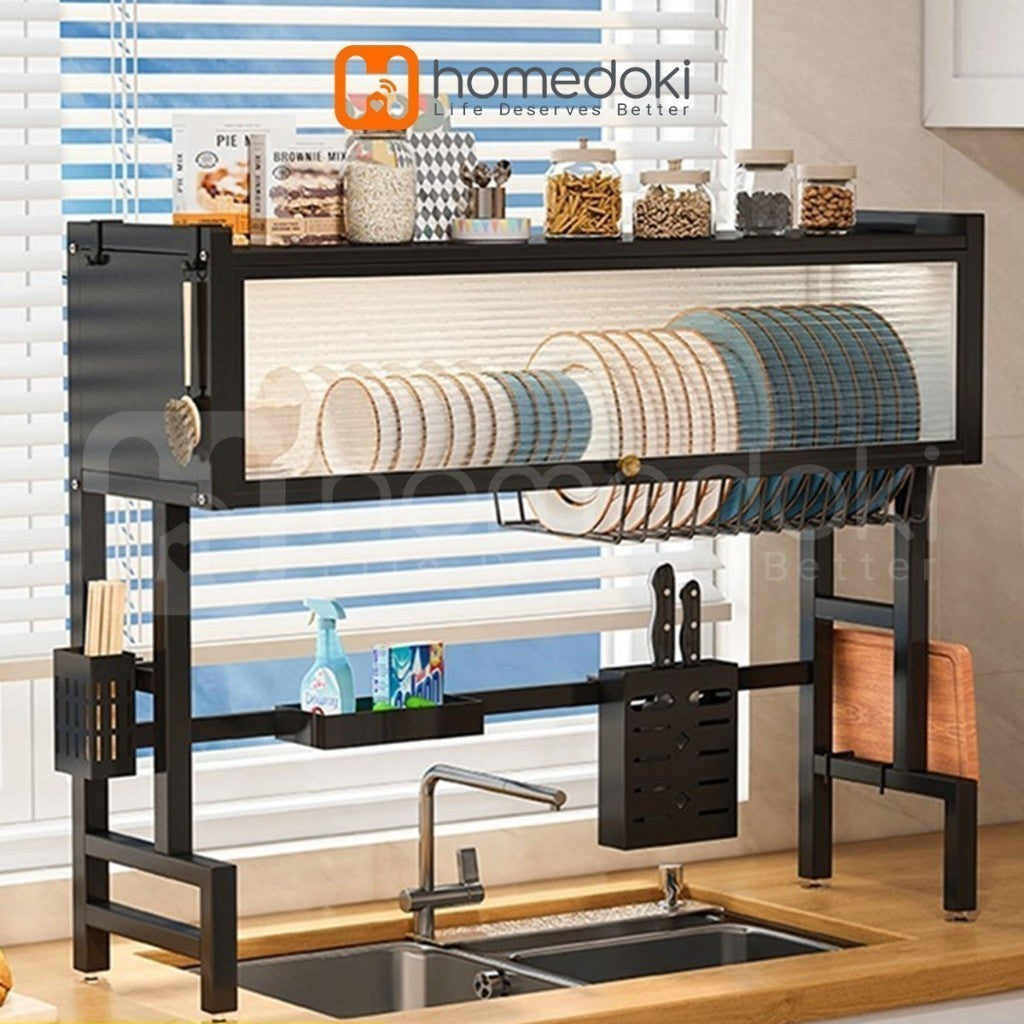 Pekanbaru Homedoki Rak Piring Wastafel / Rak Wastafel Dapur / Rak Di Atas Wastafel / Rak Piring Besi Dapur / Rak Penyimpanan Piring