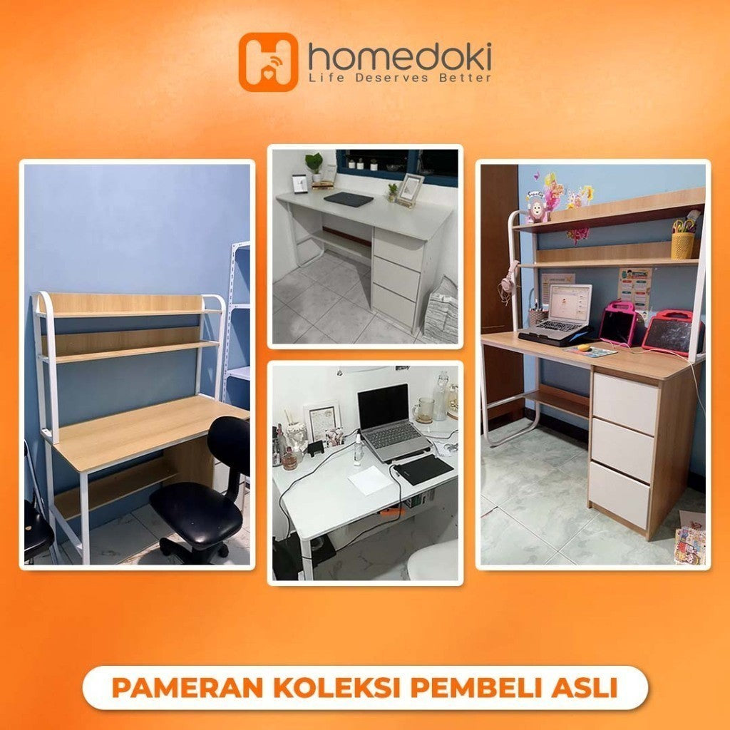 Pekanbaru Homedoki Meja Kantor/Meja Komputer/Meja Kantor Dengan Laci/Meja Kerja Minimalis/120Cm Meja Belajar