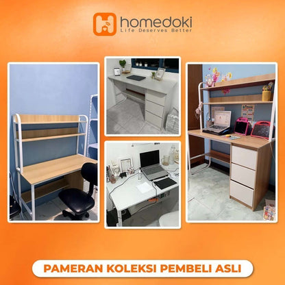 Pekanbaru Homedoki Meja Kantor/Meja Komputer/Meja Kantor Dengan Laci/Meja Kerja Minimalis/120Cm Meja Belajar
