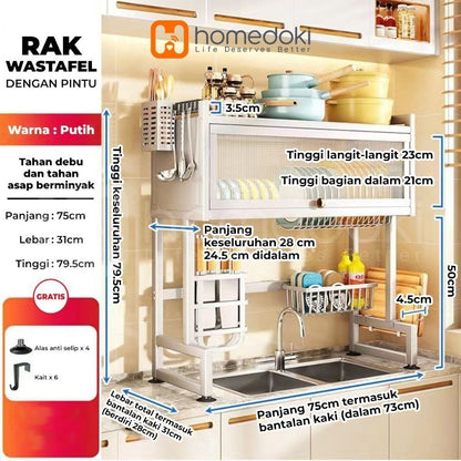 Pekanbaru Homedoki Rak Piring Wastafel / Rak Wastafel Dapur / Rak Di Atas Wastafel / Rak Piring Besi Dapur / Rak Penyimpanan Piring