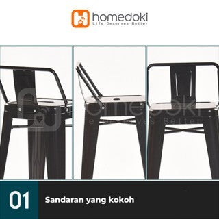 Pekanbaru Homedoki  Kursi Bar Besi/Kursi Makan/ Kursi Persegi Tinggi / Kursi Outdoor