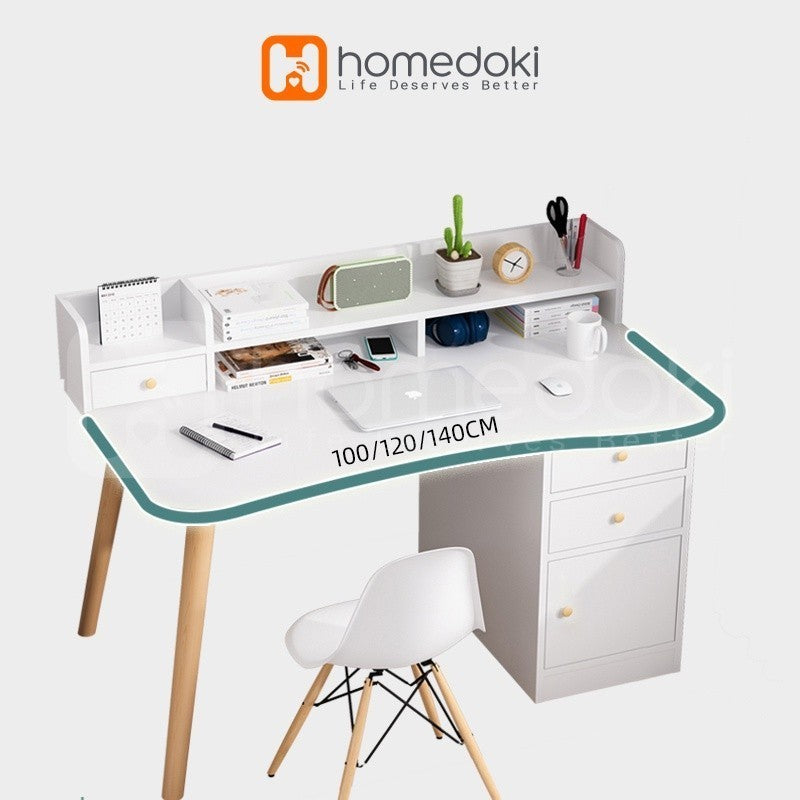 Pekanbaru Homedoki Meja Belajar / Meja Komputer / Meja Kerja Kayu / Meja Kantor / Meja Rias Minimalis/ Dengan Laci Minimalis