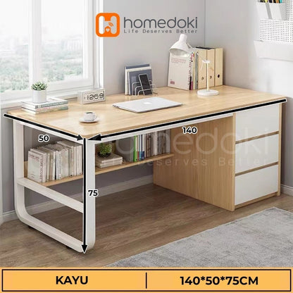 Pekanbaru Homedoki Meja Kantor/Meja Komputer/Meja Kantor Dengan Laci/Meja Kerja Minimalis/120Cm Meja Belajar
