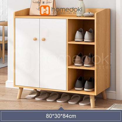 Pekanbaru Homedoki Lemari Sepatu Susun Minimalis / Rak Sepatu Kapasitas Besar/ /Rak Sepatu Kayu Anti Debu Lemari Minimalis