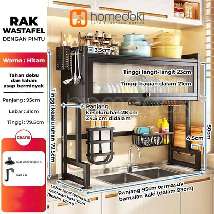 Pekanbaru Homedoki Rak Piring Wastafel / Rak Wastafel Dapur / Rak Di Atas Wastafel / Rak Piring Besi Dapur / Rak Penyimpanan Piring
