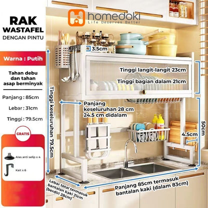 Pekanbaru Homedoki Rak Piring Wastafel / Rak Wastafel Dapur / Rak Di Atas Wastafel / Rak Piring Besi Dapur / Rak Penyimpanan Piring