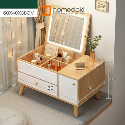 Pekanbaru Homedoki Meja Rias Minimalis/Meja Rias Led/Meja Rias Lampu/Meja Rias Aesthetic/Meja Rias Sliding/Meja Make Up