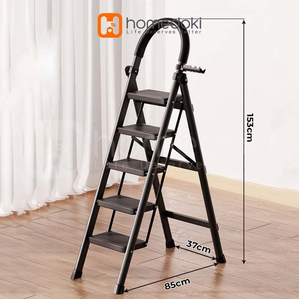 Pekanbaru Homedoki Tangga Rumah Lipat Tangga Besi Lipat 3/4 Step Household Steel Ladder/ Tangga Lipat Aluminium 4 Step Premium Ladder