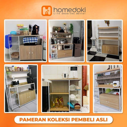 Pekanbaru Homedoki Rak/ Dapur Susun Minimalis Rak /Oven Microwave Bumbu Dapur/ Serbaguna Minimalis/ Kayu Serbaguna Rak