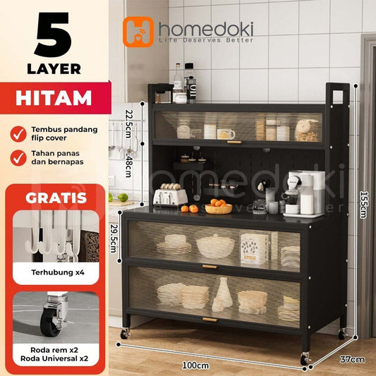 Pekanbaru Homedoki Lemari Dapur Minimalis/Rak Dapur/Lemari Piring/Rak Dapur Serbaguna/Rak Penyimpanan Dapur/Rak Piring Oven Microwave