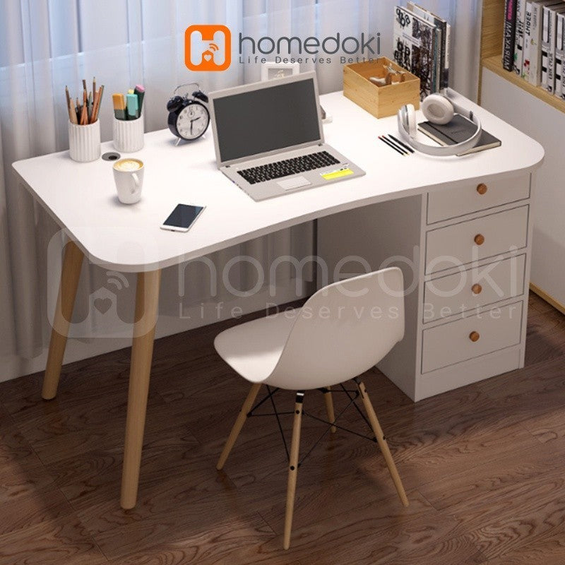 Pekanbaru Homedoki Meja Belajar / Meja Komputer / Meja Kerja Kayu / Meja Kantor / Meja Rias Minimalis/ Dengan Laci Minimalis