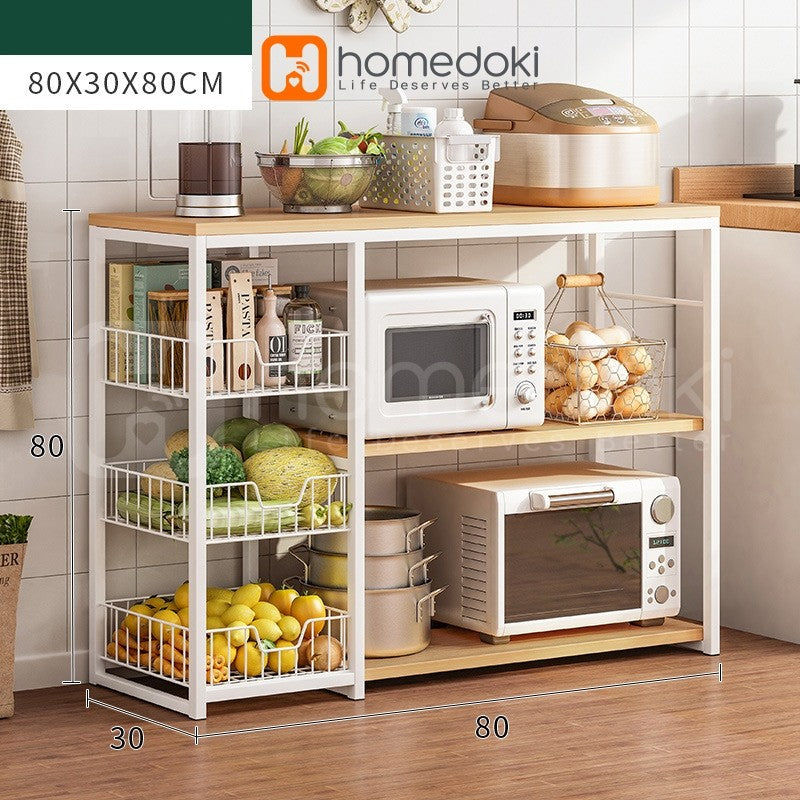 Pekanbaru Homedoki Rak/ Dapur Susun Minimalis Rak /Oven Microwave Bumbu Dapur/ Serbaguna Minimalis/ Kayu Serbaguna Rak