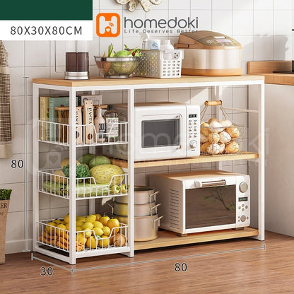 Pekanbaru Homedoki Rak/ Dapur Susun Minimalis Rak /Oven Microwave Bumbu Dapur/ Serbaguna Minimalis/ Kayu Serbaguna Rak