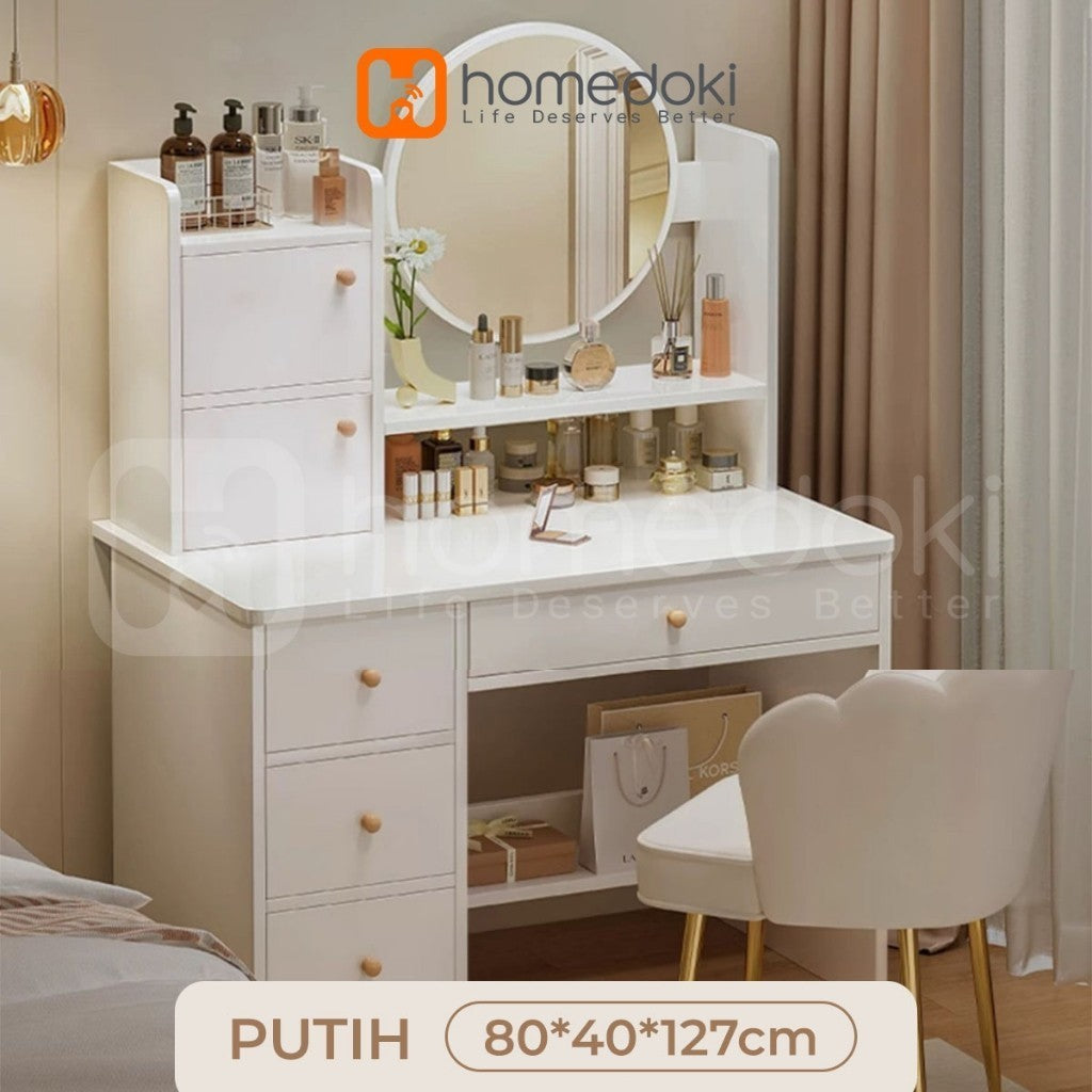 Pekanbaru Homedoki Meja Rias Minimalis/Meja Rias Led/Meja Rias Lampu/Meja Rias Aesthetic/Meja Rias Sliding/Meja Make Up