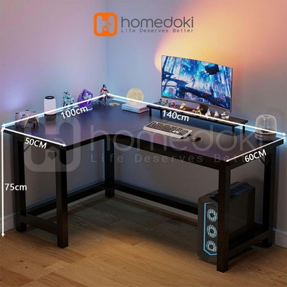 Pekanbaru Homedoki Meja Gaming / L Shaped Meja / Meja Komputer Serat Karbon / Meja Laptop / Meja Komputer Minimalis / Meja Kantor /  Meja Kantor Serbaguna / Meja Kerja / Meja Belajar