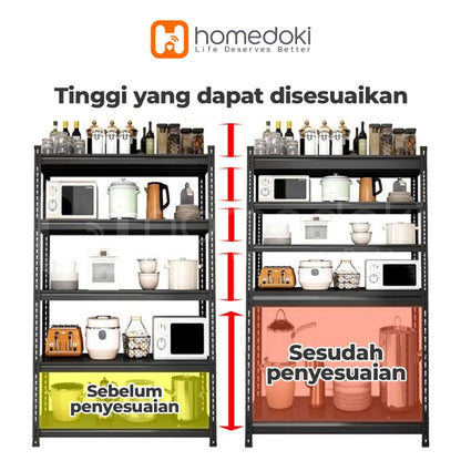 Pekanbaru Homedoki Rak Penyimpanan 5 Tingkat / 5 Susun Rak Gudang Serbaguna Rak/ Lemari Dapur Serbaguna