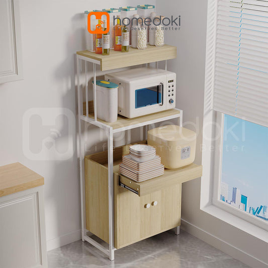 Pekanbaru Homedoki Rak Oven Microwave / Lemari Dapur / Rak Dapur Multifungsi / Lemari Dapur Sederhana