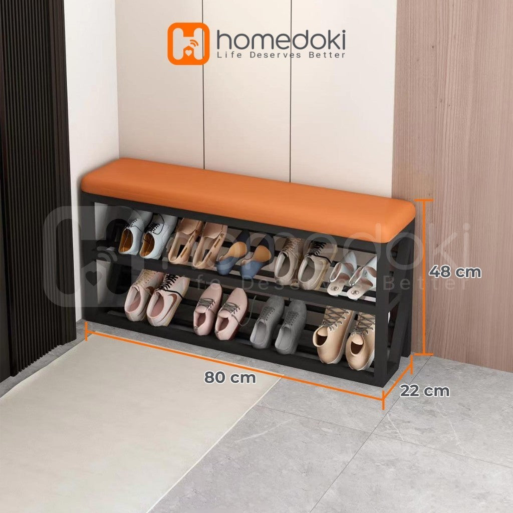 Pekanbaru Homedoki Rak Sepatu Kursi / Lemari Sepatu Kayu / Rak Sepatu Minimalis/ Rak Sepatu Murah