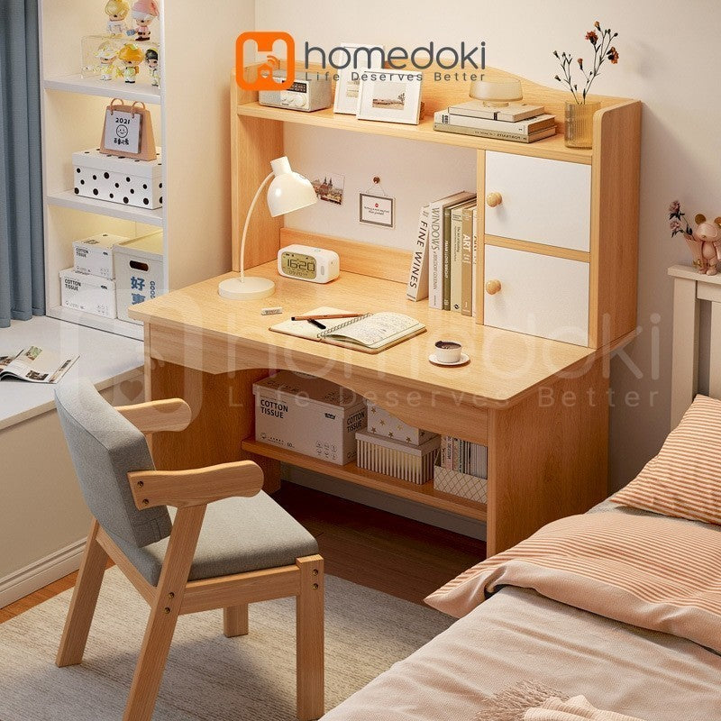 Pekanbaru Homedoki Meja Belajar/Meja Belajar Anak/Meja Belajar Minimalis/Meja Belajar Aesthetic/Meja Rias Putih