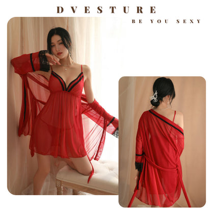 Pekanbaru Lingerie Kimono Dress Set D-22 All In One Plus Belt