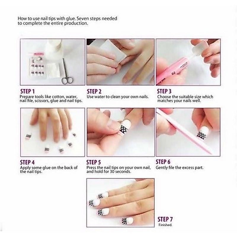 Pekanbaru (24Pcs Free Lem) Kuku Palsu Murah Tahan Air Fashion Nail Art 3D Korea Fake Nails Manicure